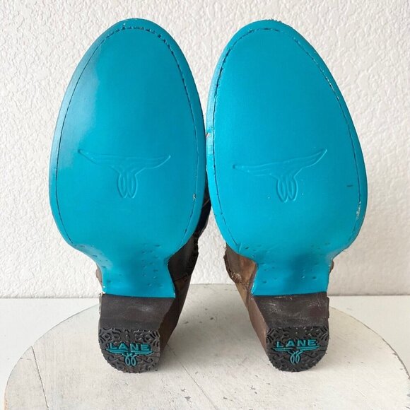 NEW Lane PLAIN JANE PJ Womens Cowboy Bootie Sz 7.5 Brown Western Cowgirl Boots - Picture 8 of 11
